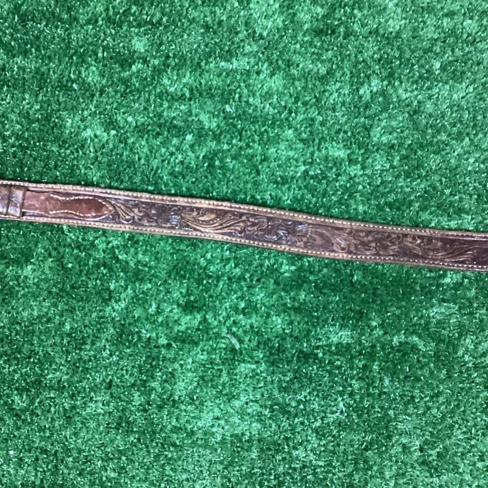 Brown Tooled Leather Belt 41